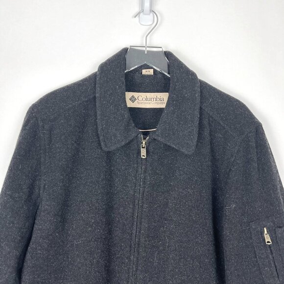 Columbia Wool Blend Classic Bomber Jacket. Quilted Lining. Charcoal Grey. Size M - Picture 2 of 15